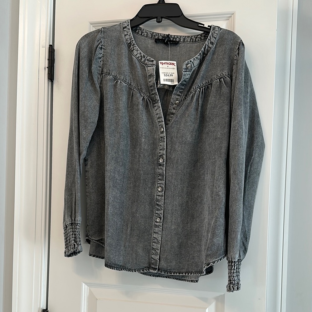 Jane and Delancey Gray Long Sleeve Blouse